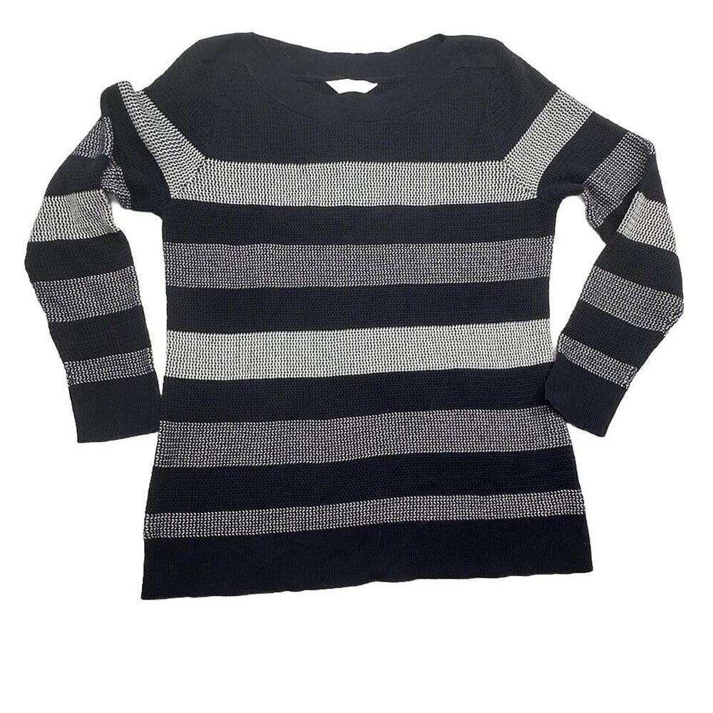 Market Spruce Womens Sweater Size XL Navy stripe knit boat‎ neck Nautical NWT